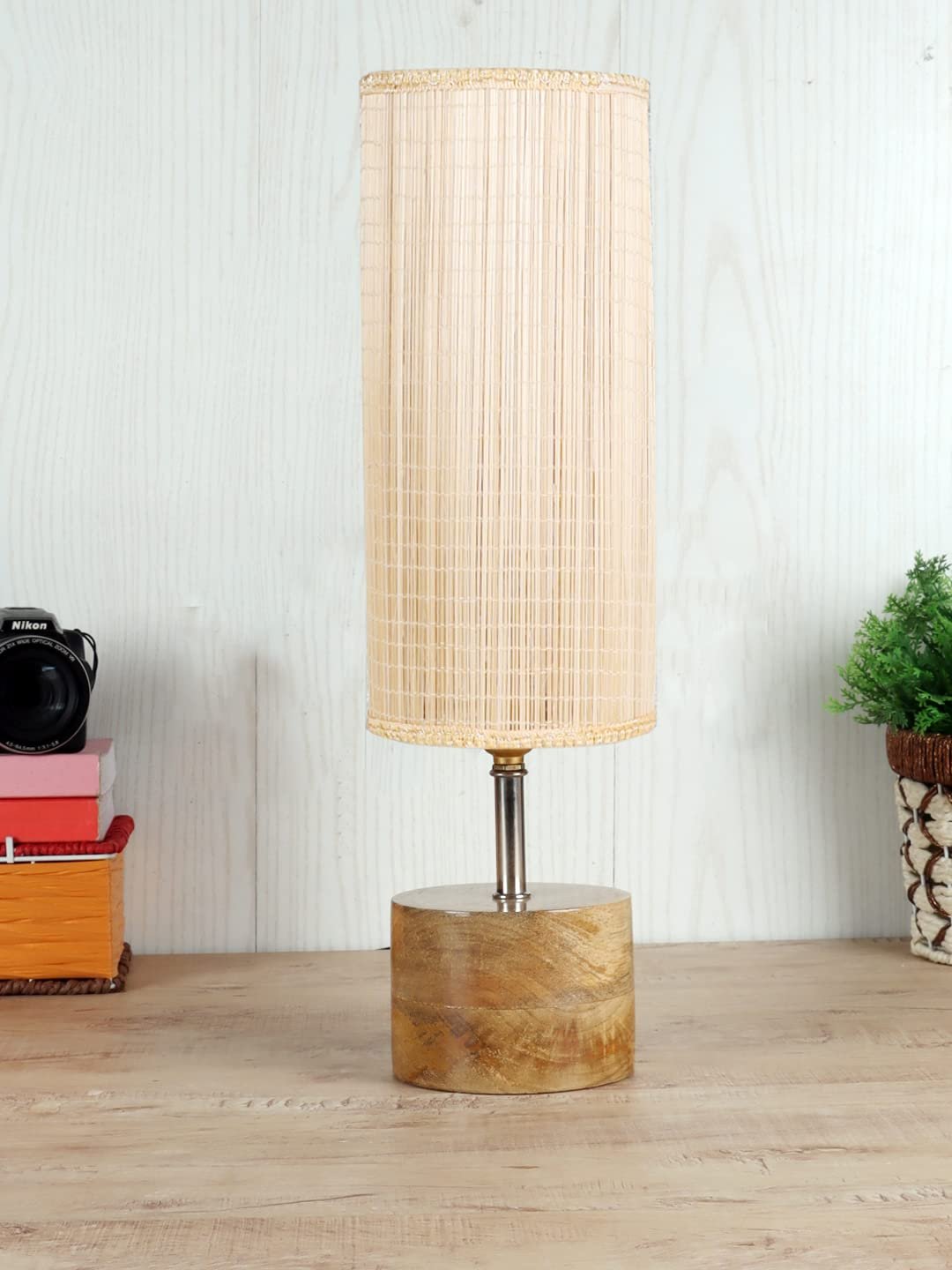 Bamboo Shade with with Wood lamp Base .(KK13)