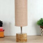 Beige Jute Shade with Wood lamp Base(1548)