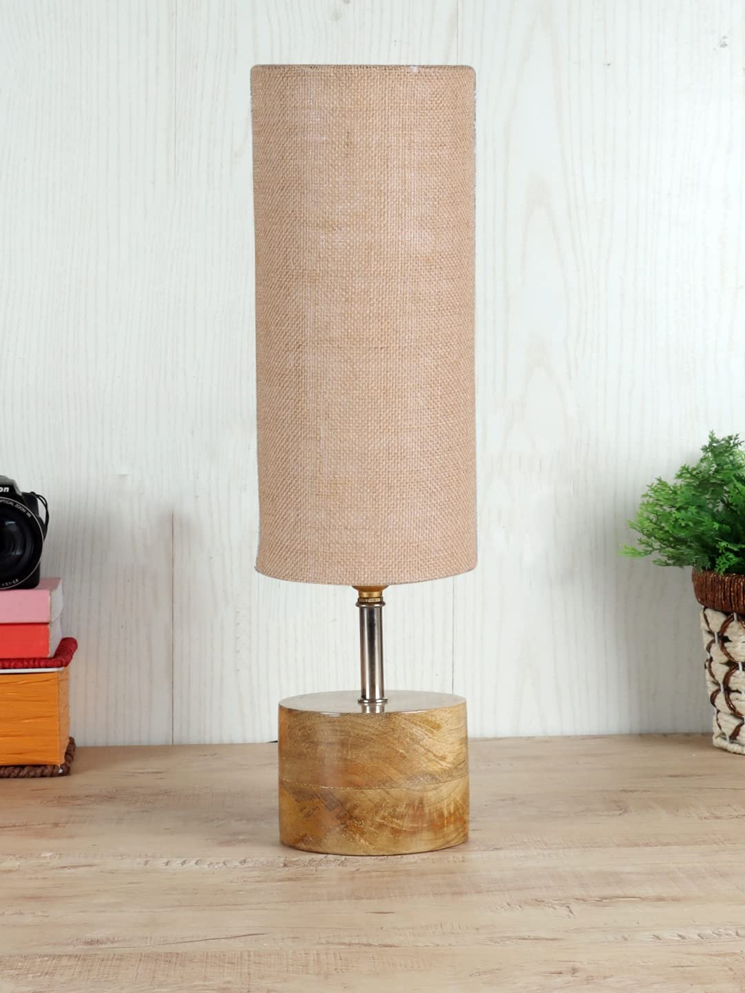 Beige Jute Shade with Wood lamp Base(1548)