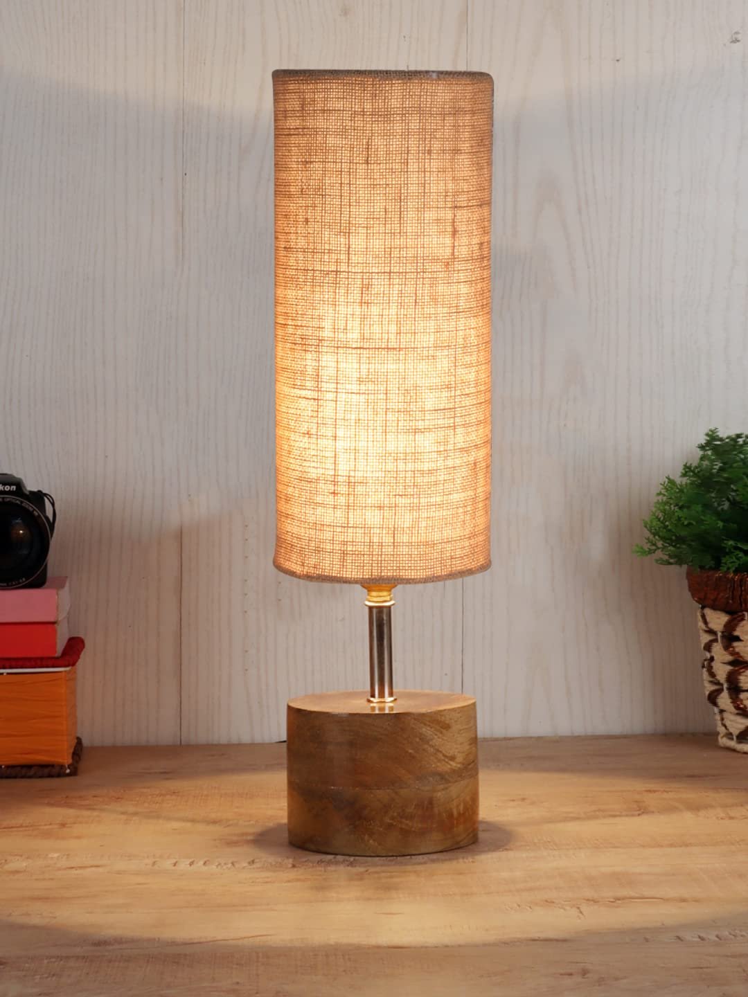 Beige Jute Shade with Wood lamp Base(1548)