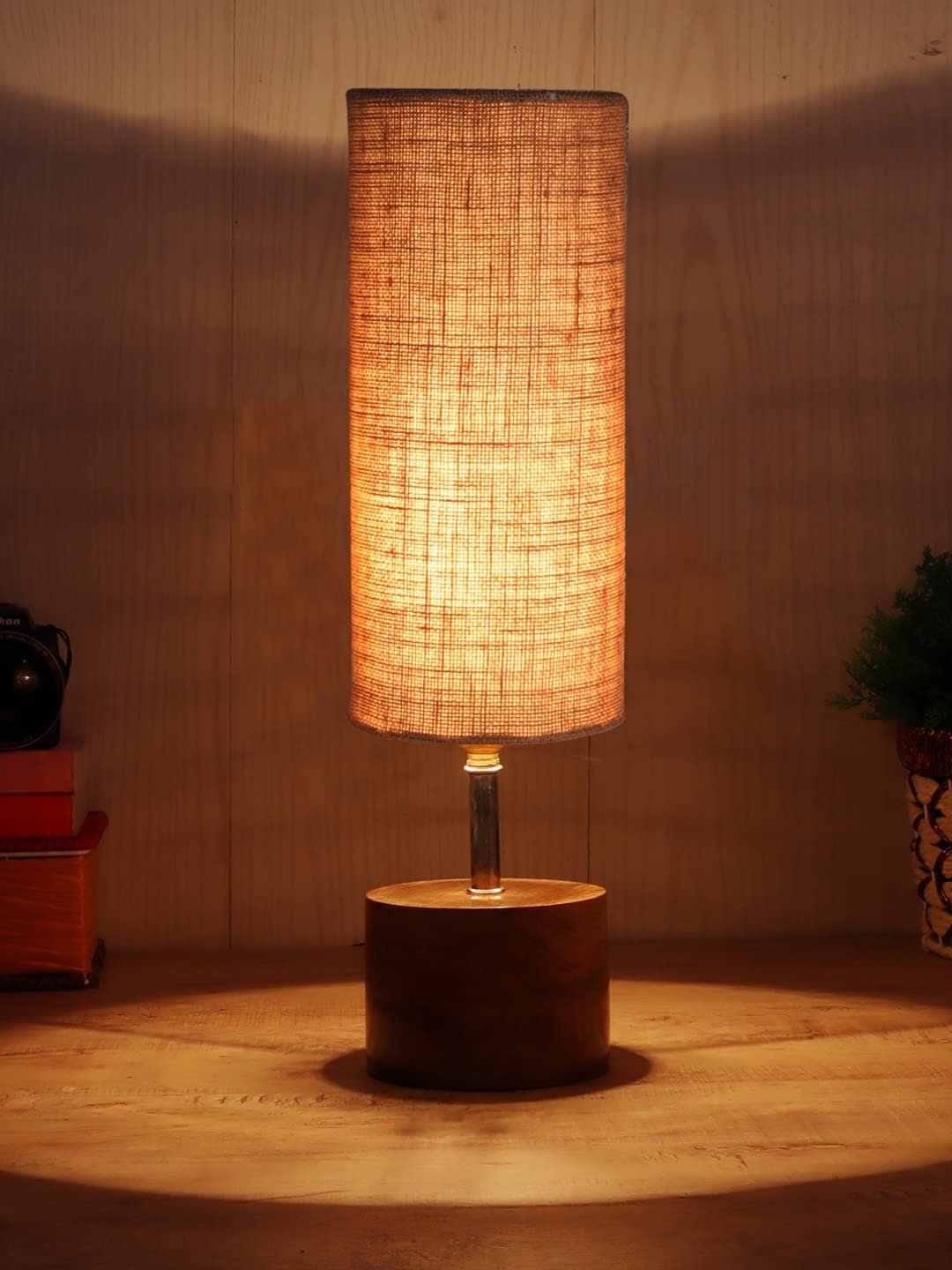 Beige Jute Shade with Wood lamp Base(1548)