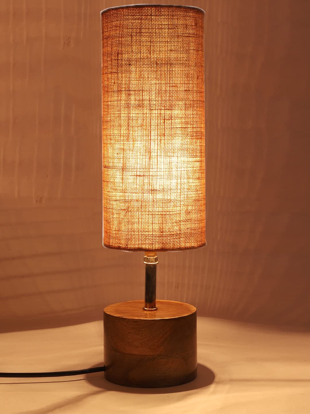 Beige Jute Shade with Wood lamp Base(1548)