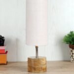 White Jute Shade with Wood lamp Base(010)