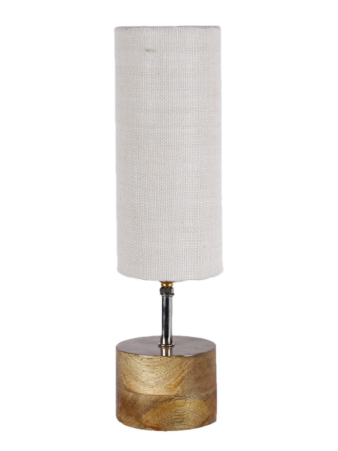 White Jute Shade with Wood lamp Base(010)