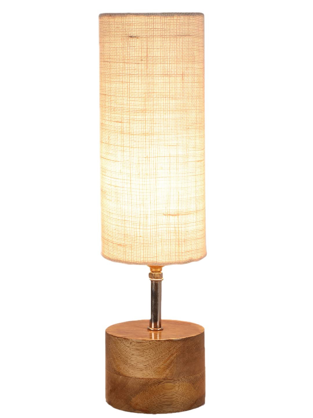 White Jute Shade with Wood lamp Base(010)