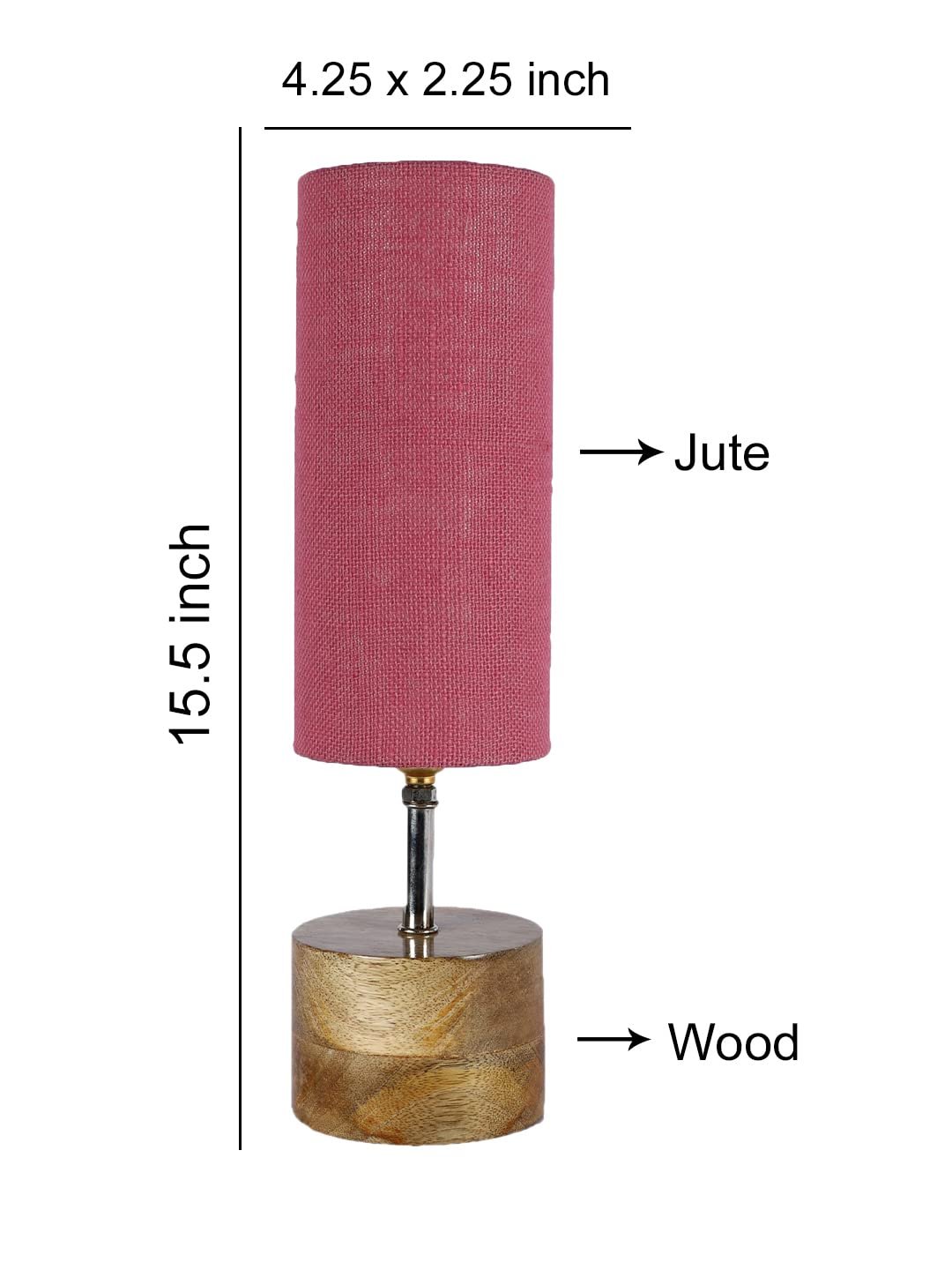 Pink Jute Shade with Wood lamp Base(099)