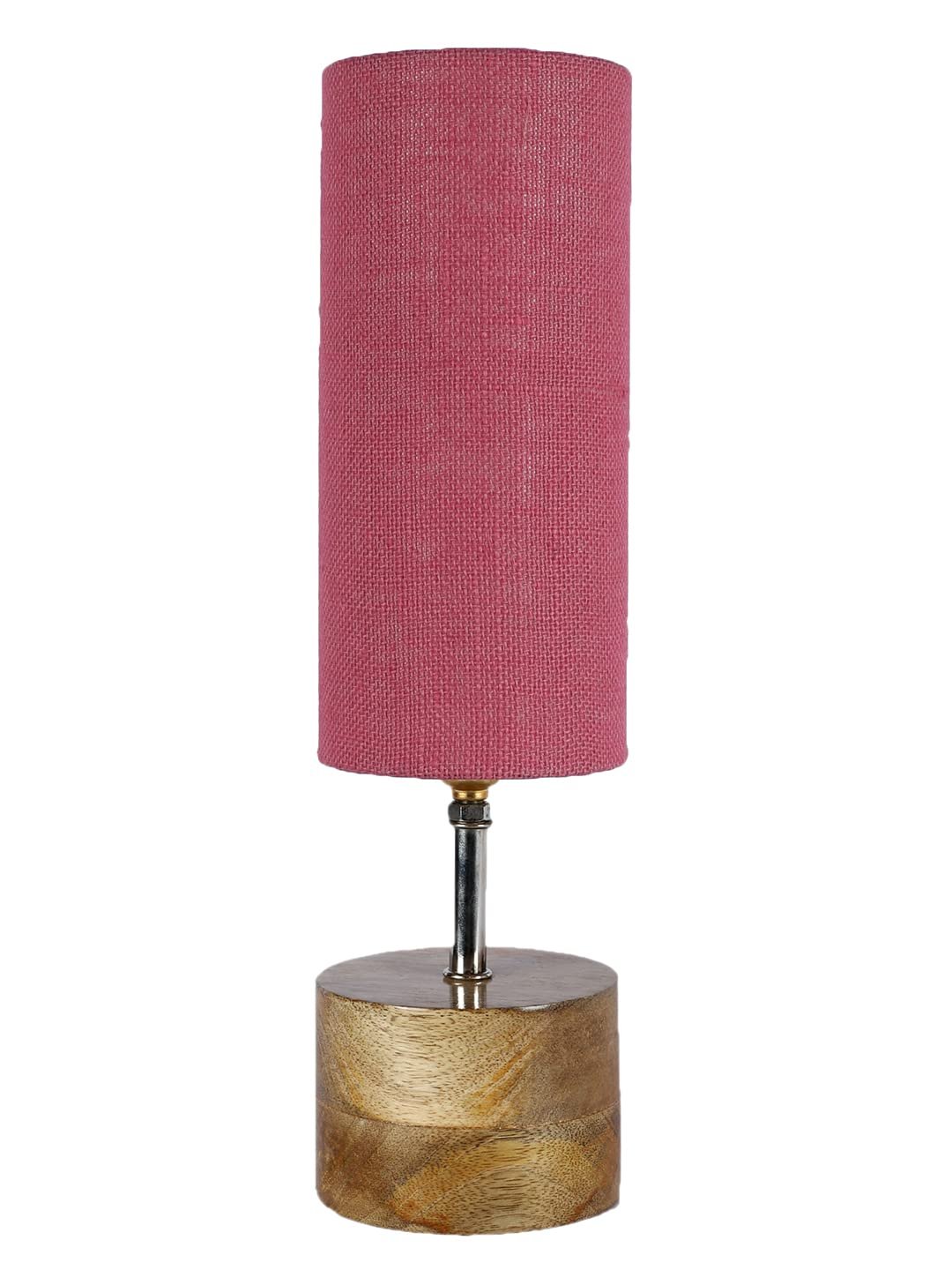 Pink Jute Shade with Wood lamp Base(099)