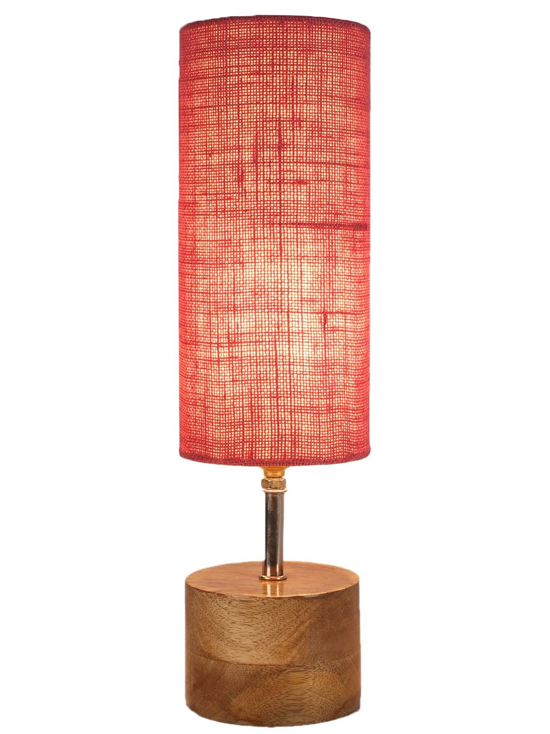Pink Jute Shade with Wood lamp Base(099)