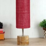 Maroon Jute Shade with Wood lamp Base(098)