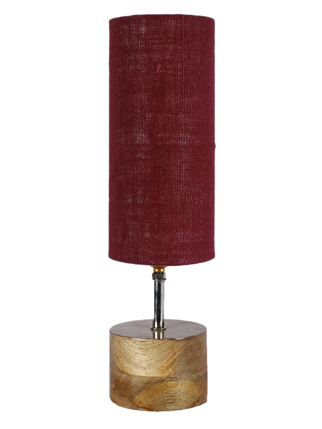 Maroon Jute Shade with Wood lamp Base(098)