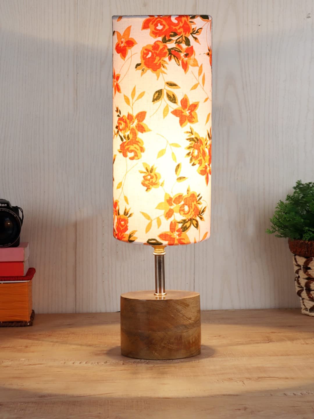 Multicolor Cotton Shade with Wood lamp Base(0487)