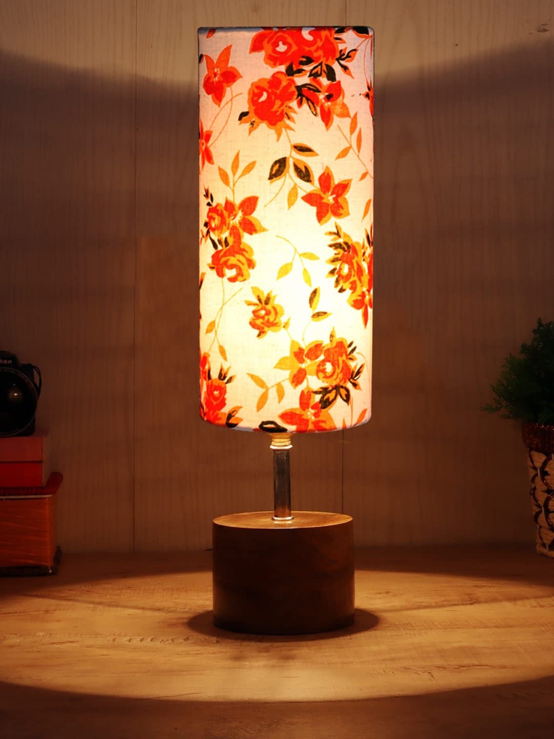 Multicolor Cotton Shade with Wood lamp Base(0487)