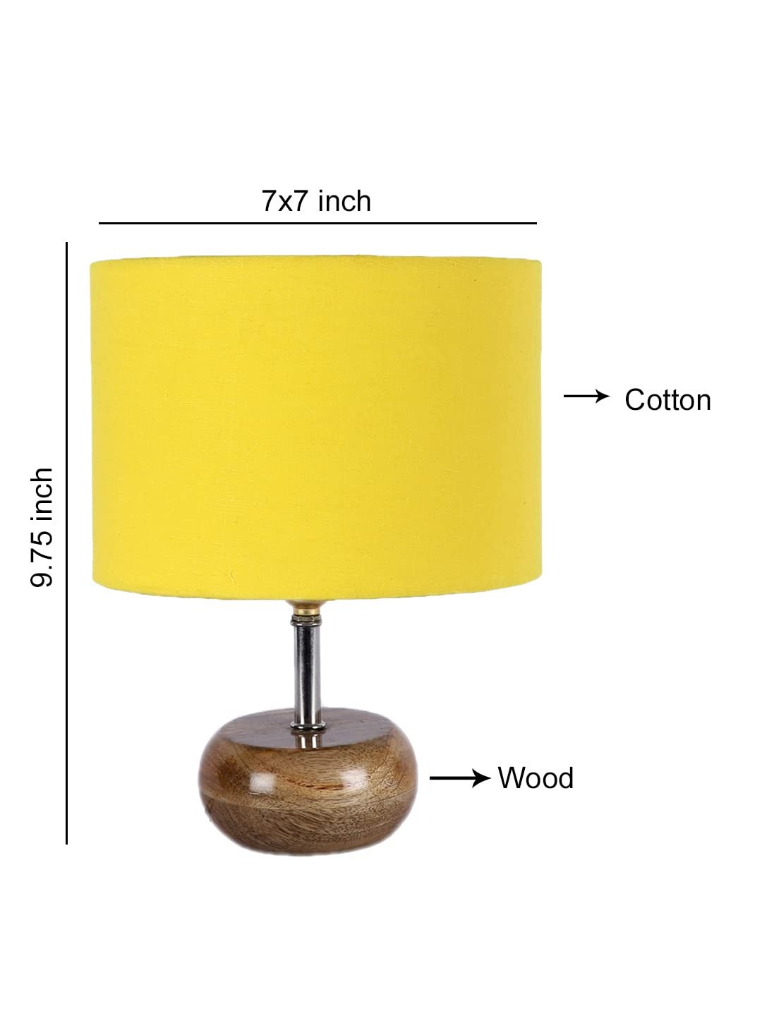 Yellow Cotton Shade with Wood lamp Base(AJ)