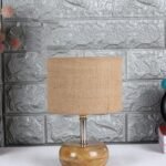 Beige Jute Shade with Wood lamp Base(AG)