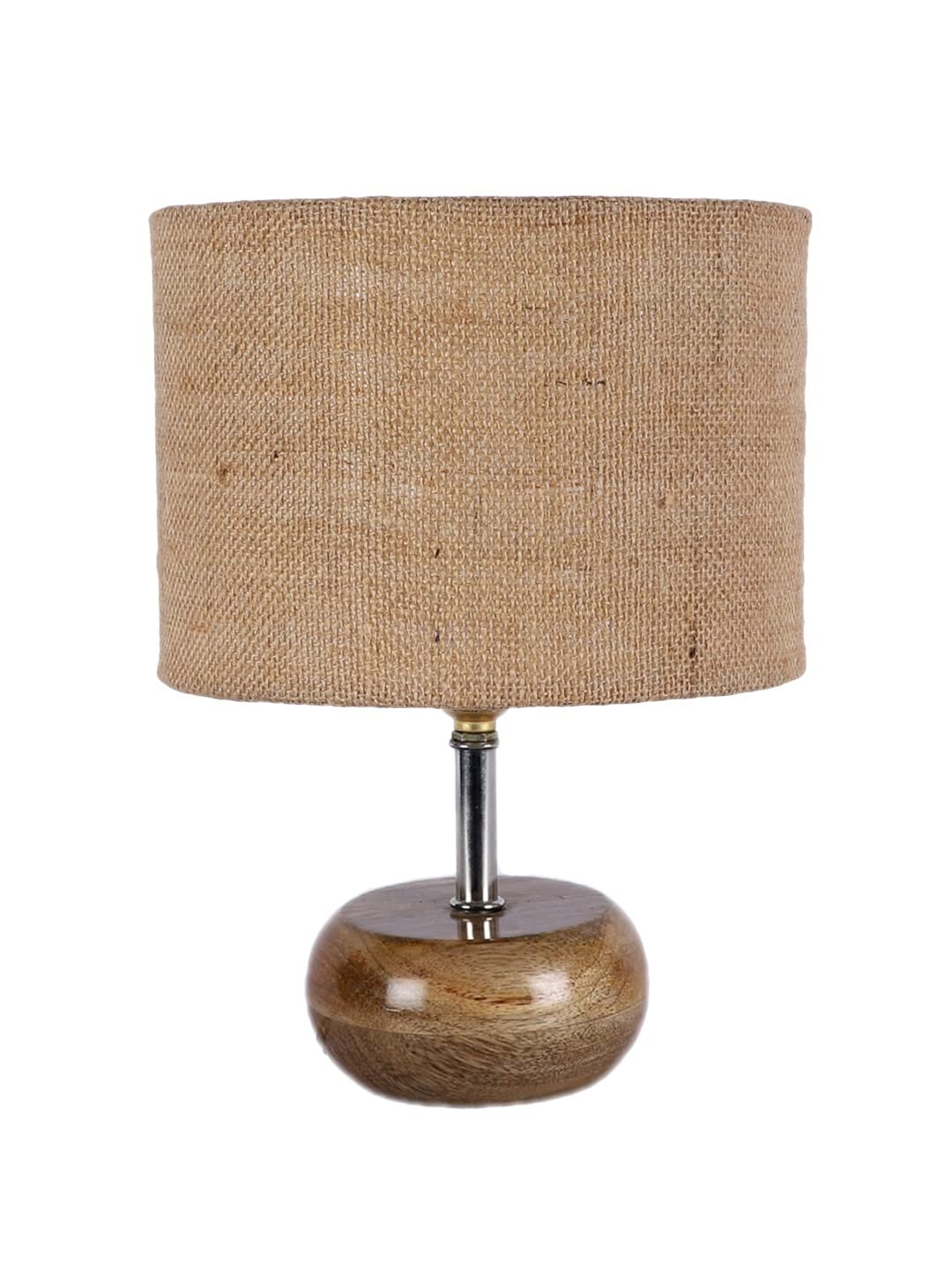 Beige Jute Shade with Wood lamp Base(AG)