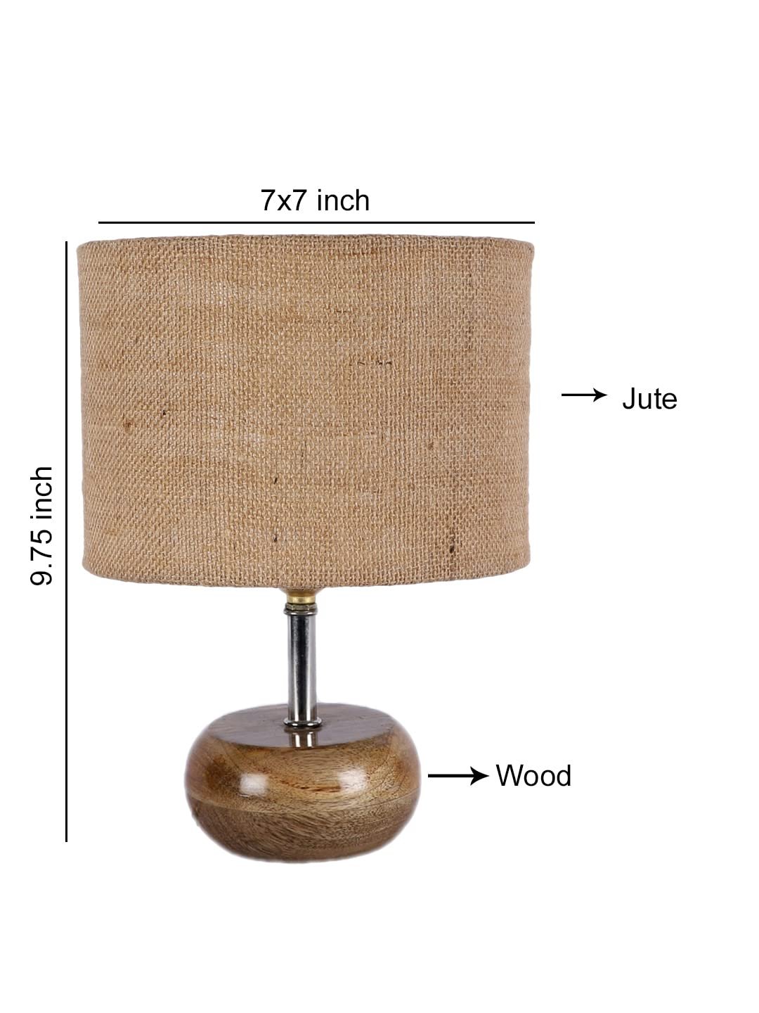 Beige Jute Shade with Wood lamp Base(AG)