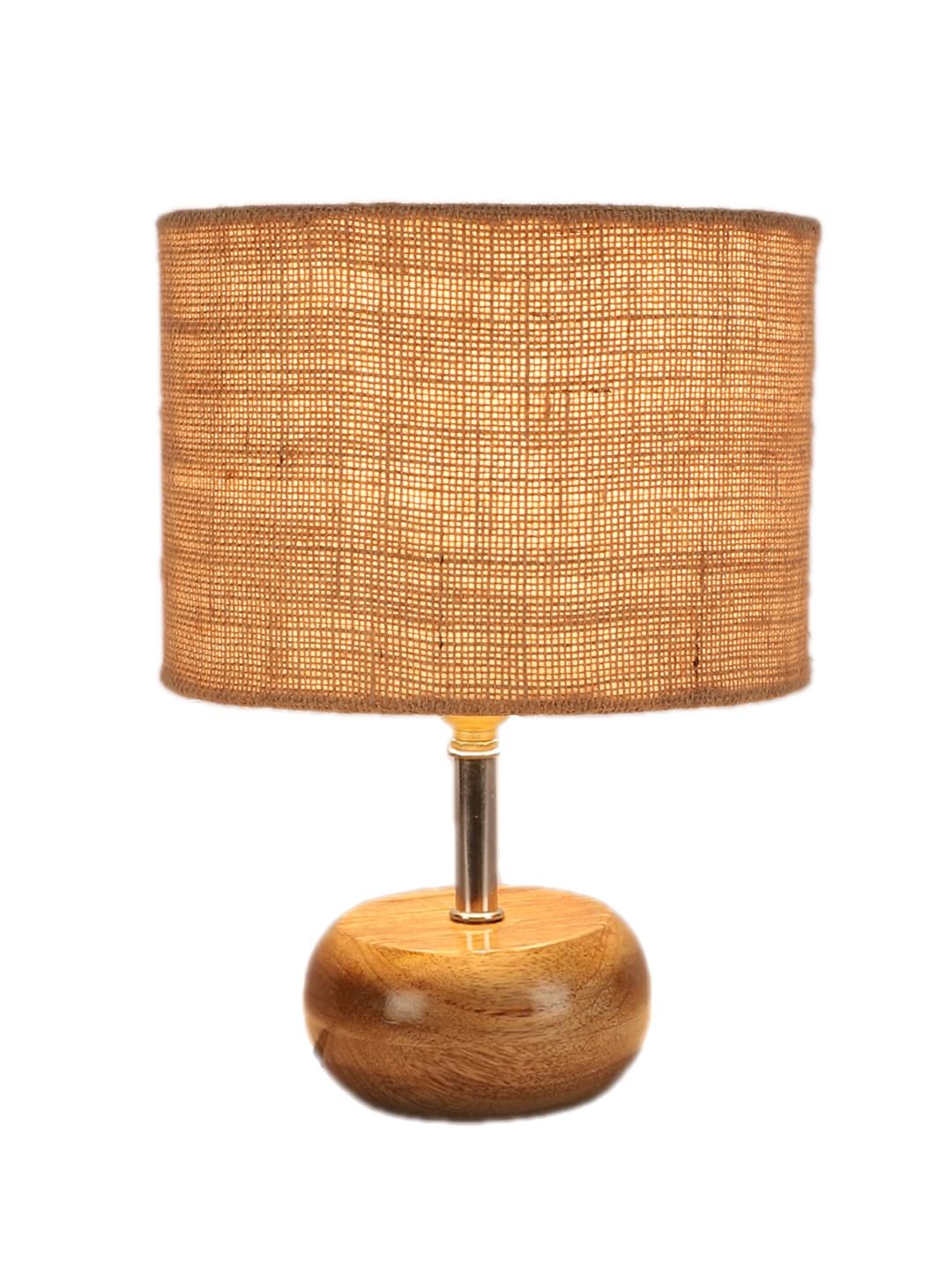 Beige Jute Shade with Wood lamp Base(AG)