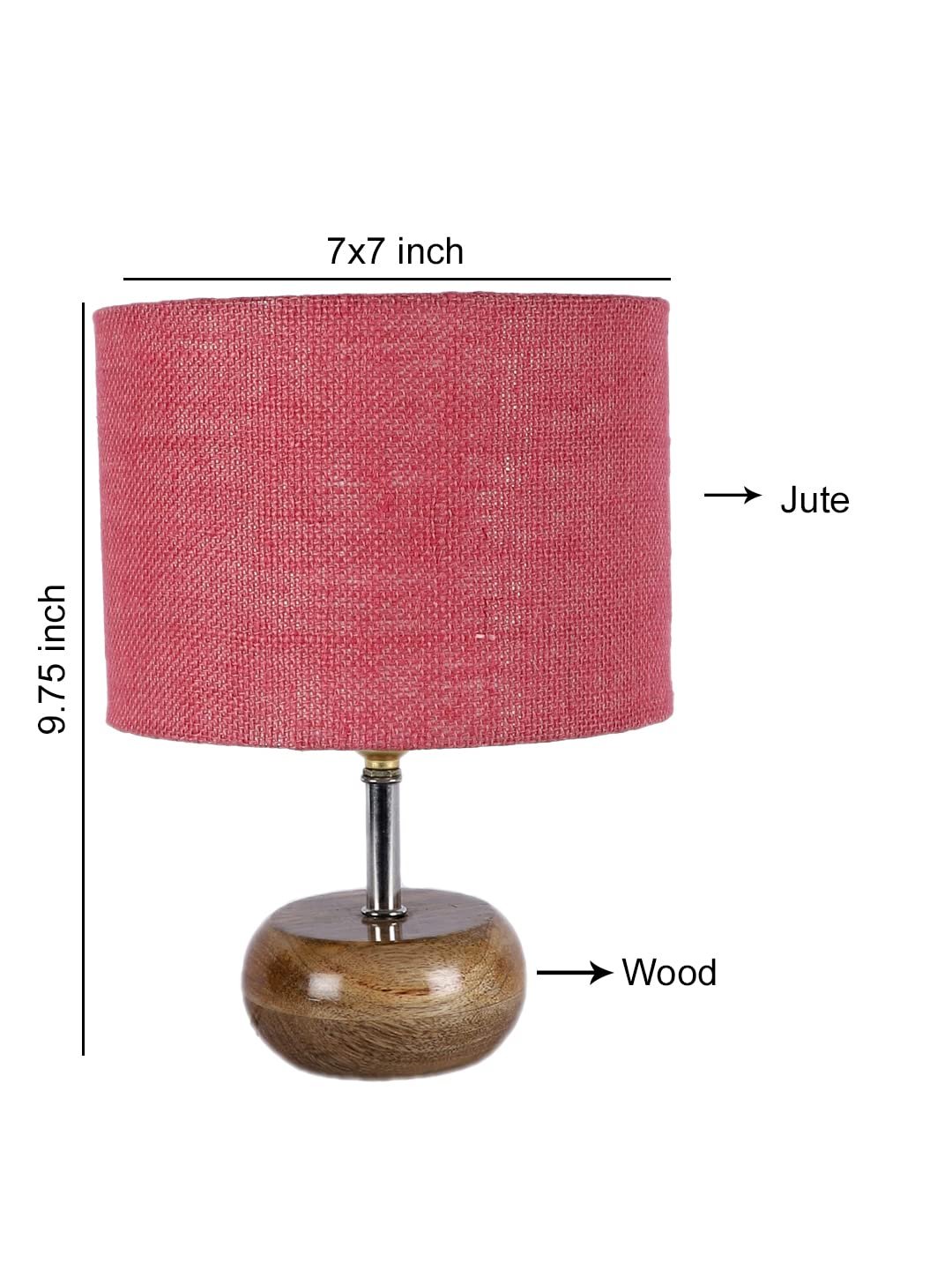 Pink Jute Shade with Wood lamp Base(CI)