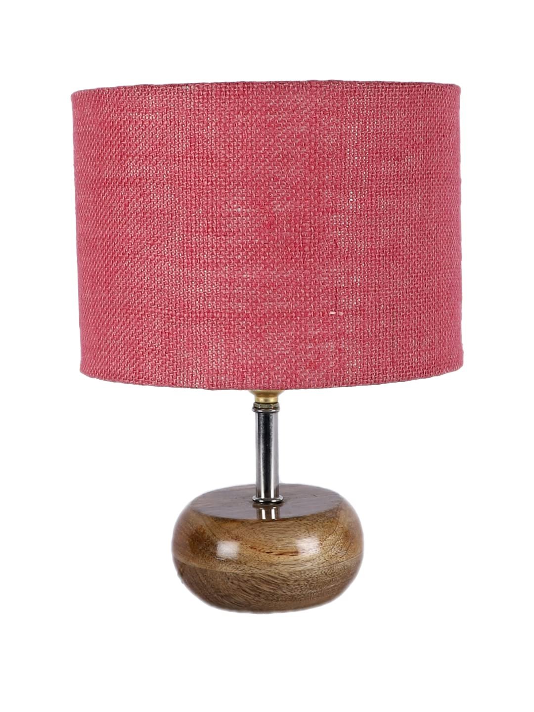 Pink Jute Shade with Wood lamp Base(CI)