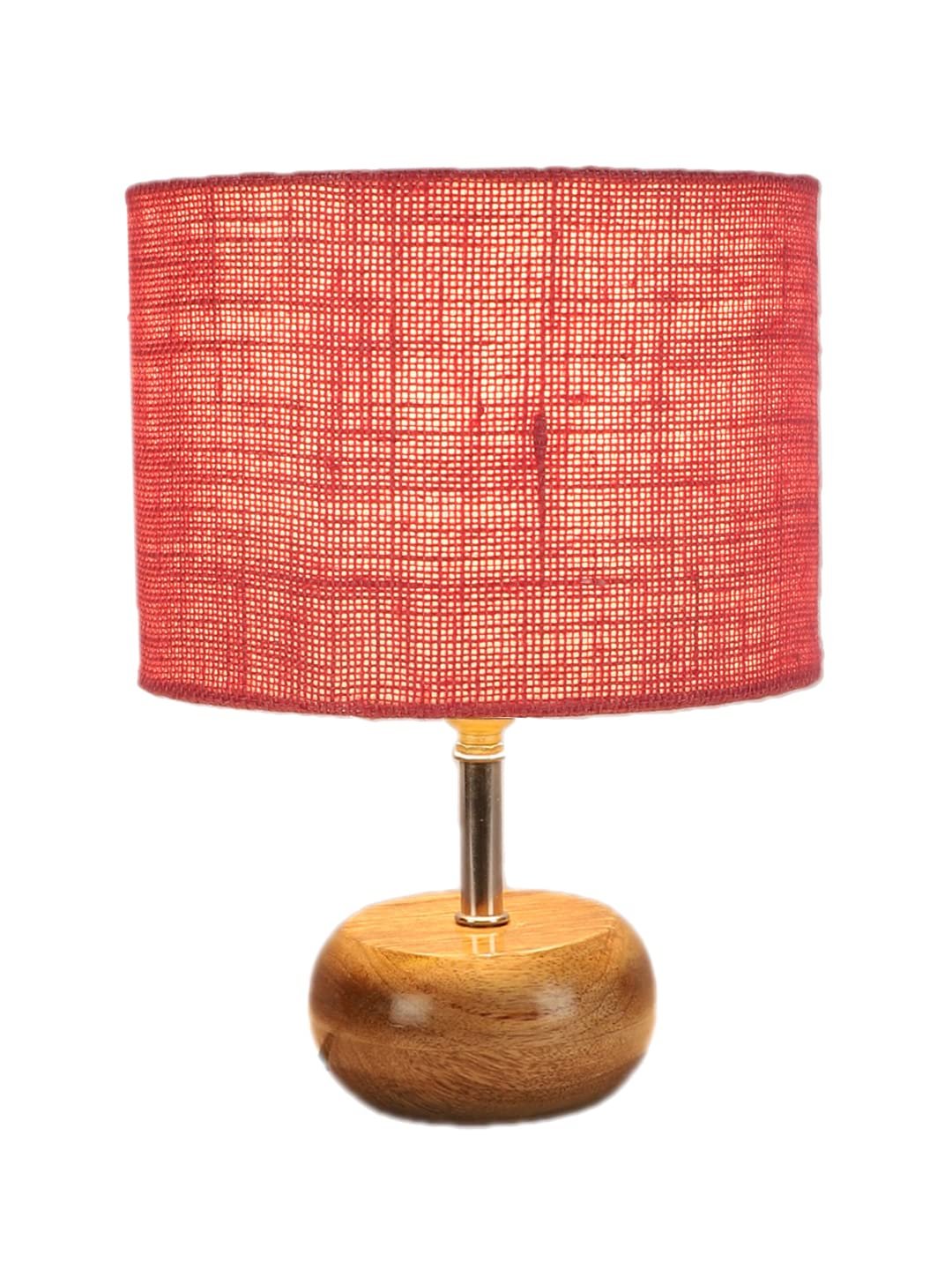 Pink Jute Shade with Wood lamp Base(CI)