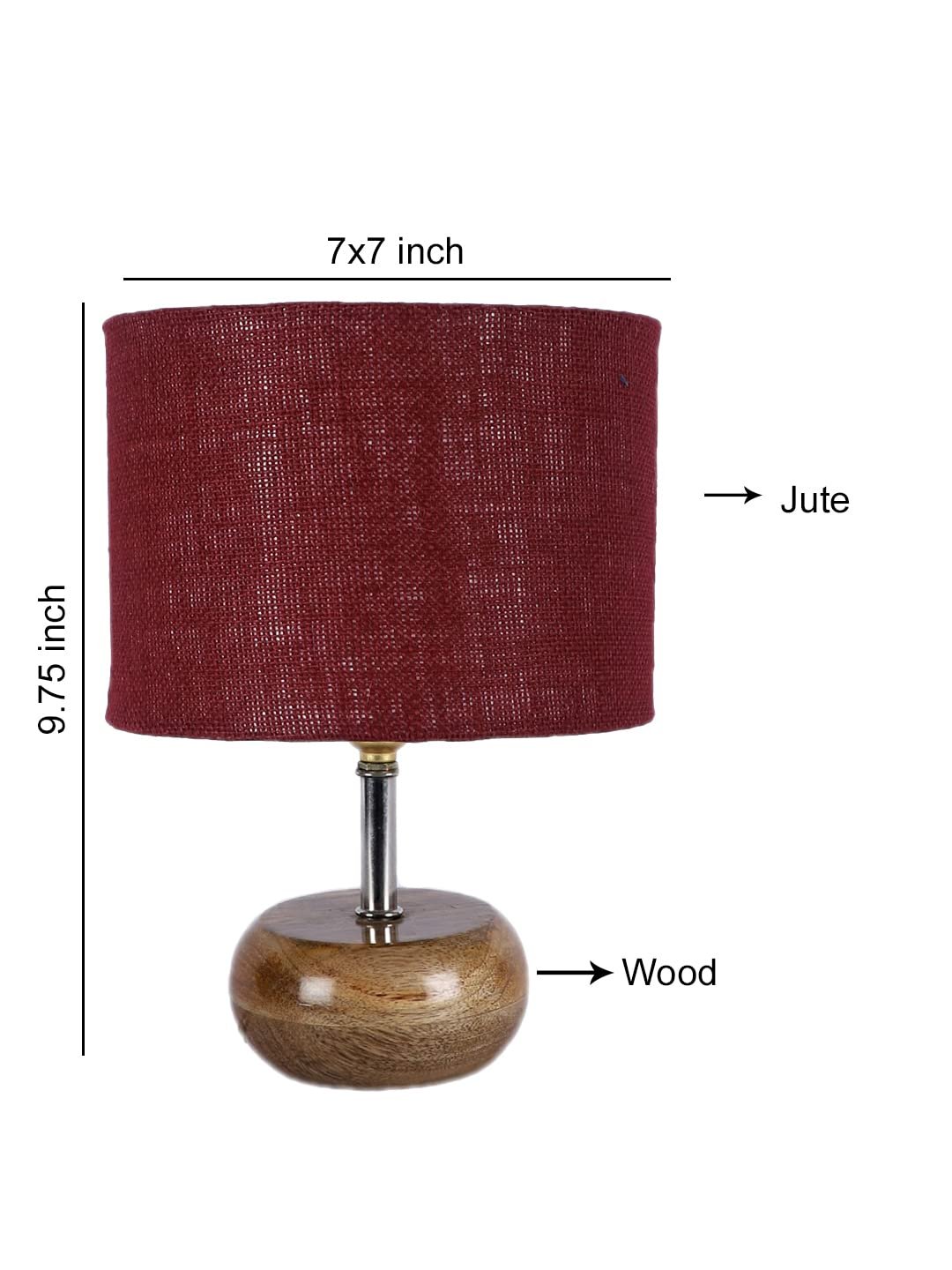 Maroon Jute Shade with Wood lamp Base(YU)