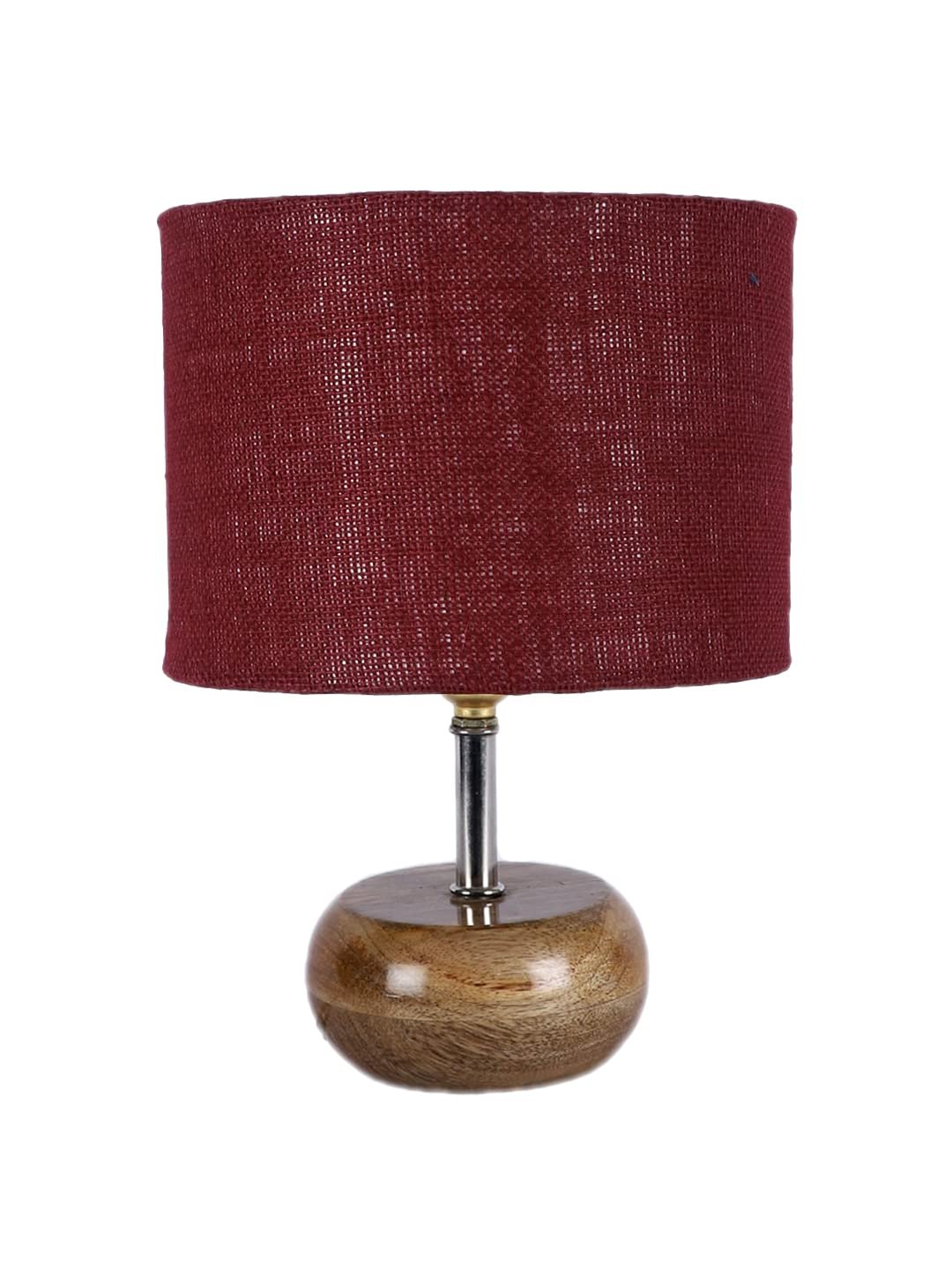 Maroon Jute Shade with Wood lamp Base(YU)