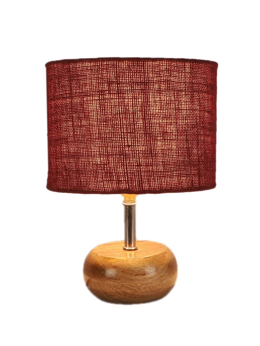 Maroon Jute Shade with Wood lamp Base(YU)