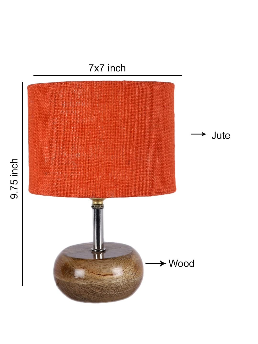 Orange Jute Shade with with Wood lamp Base .(KUY)