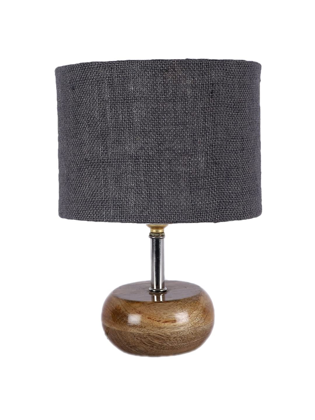 Grey Jute Shade with with Wood lamp Base .(JH87)