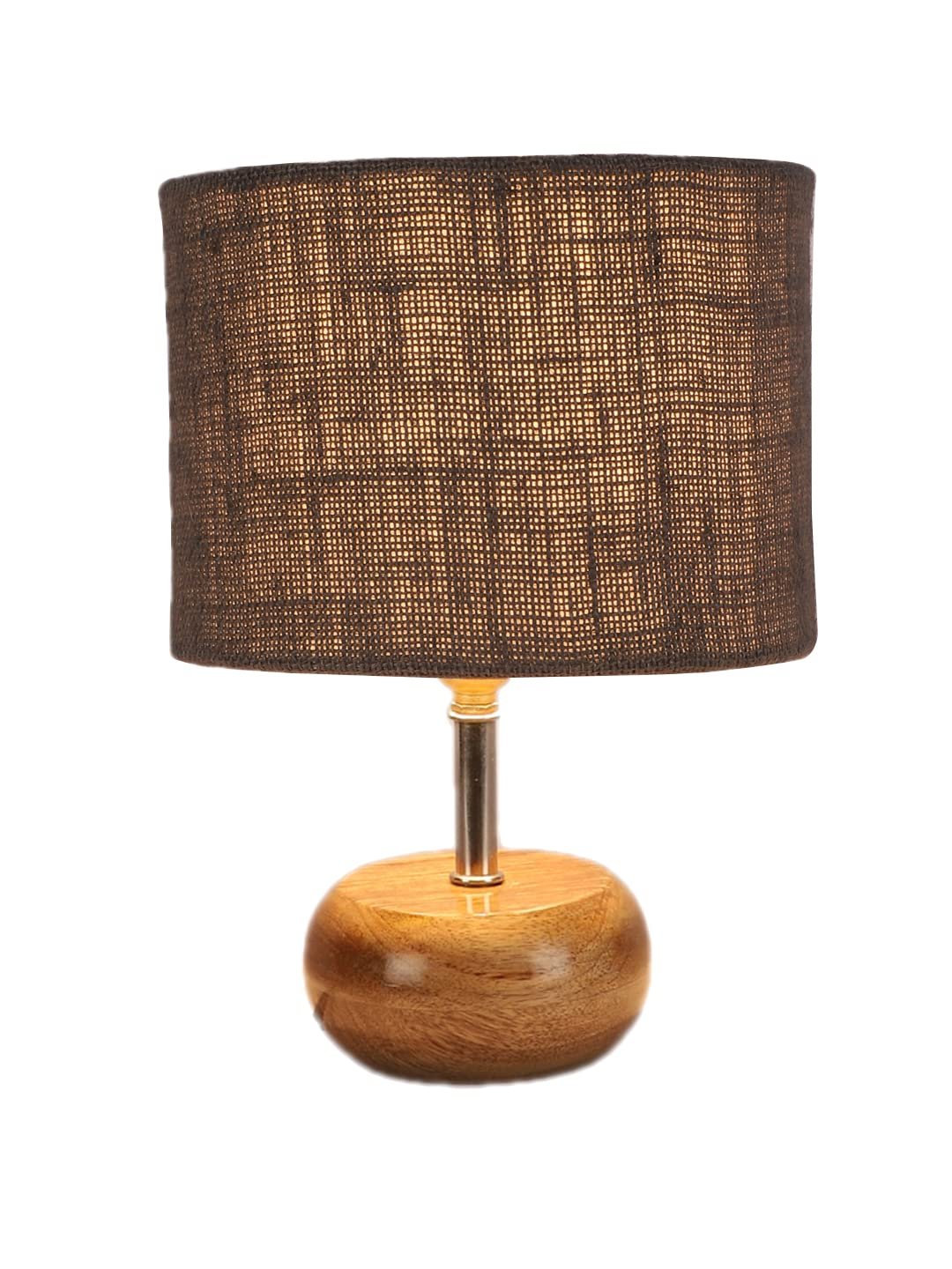 Grey Jute Shade with with Wood lamp Base .(JH87)