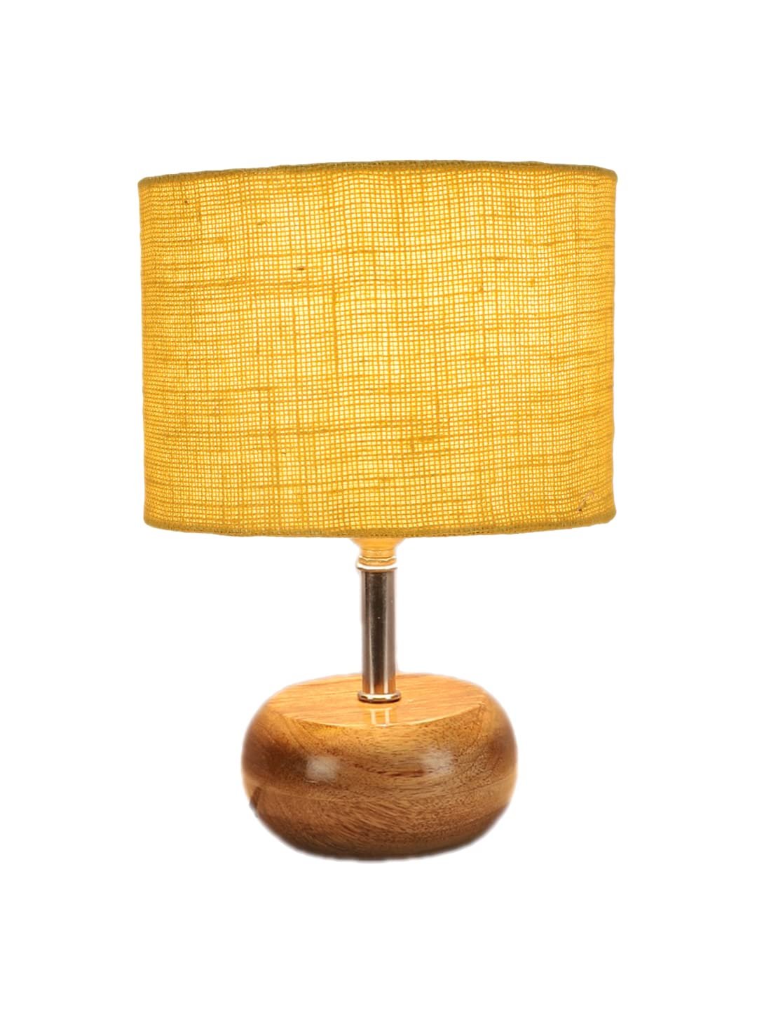 Yellow Jute Shade with with Wood lamp Base .(KK4545)