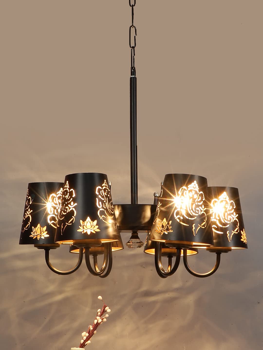 New Era 06 Light Chandelier with Etching Shades (ENG01)