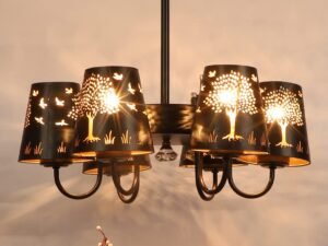 New Era 06 Light Chandelier with Etching Shades (ENG02)