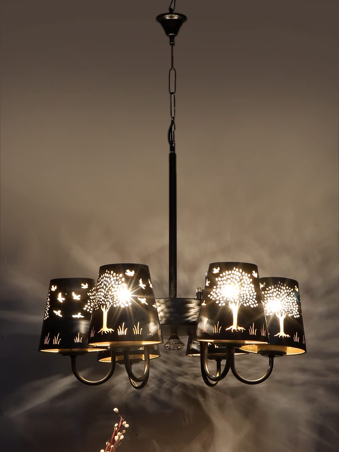 New Era 06 Light Chandelier with Etching Shades (ENG02)