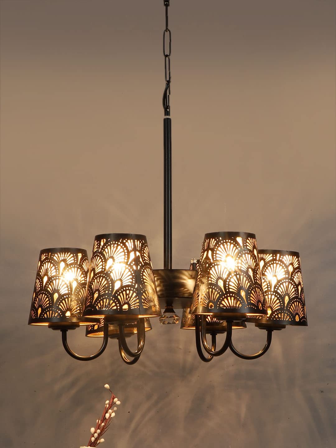 New Era 06 Light Chandelier with Etching Shades (ENG03)