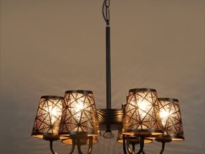New Era 06 Light Chandelier with Etching Shades (ENG04)