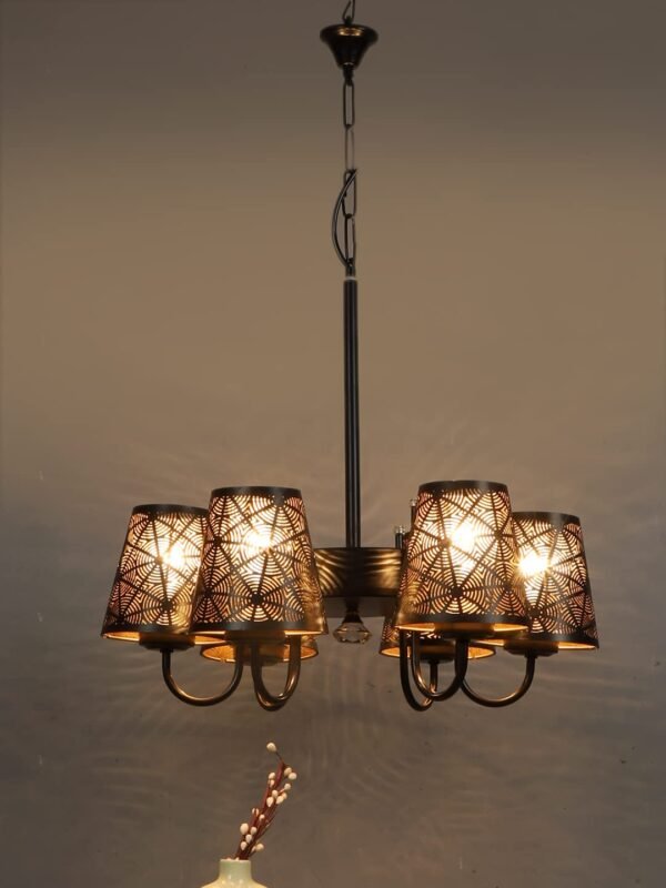 New Era 06 Light Chandelier with Etching Shades (ENG04)