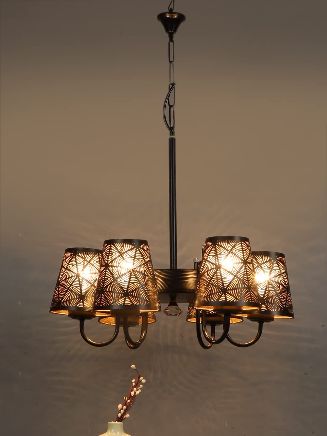 New Era 06 Light Chandelier with Etching Shades (ENG04)