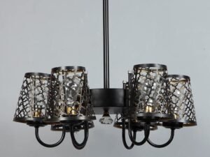 New Era 06 Light Chandelier with Etching Shades (ENG)