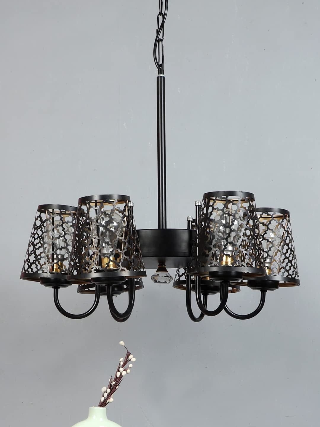 New Era 06 Light Chandelier with Etching Shades (ENG)