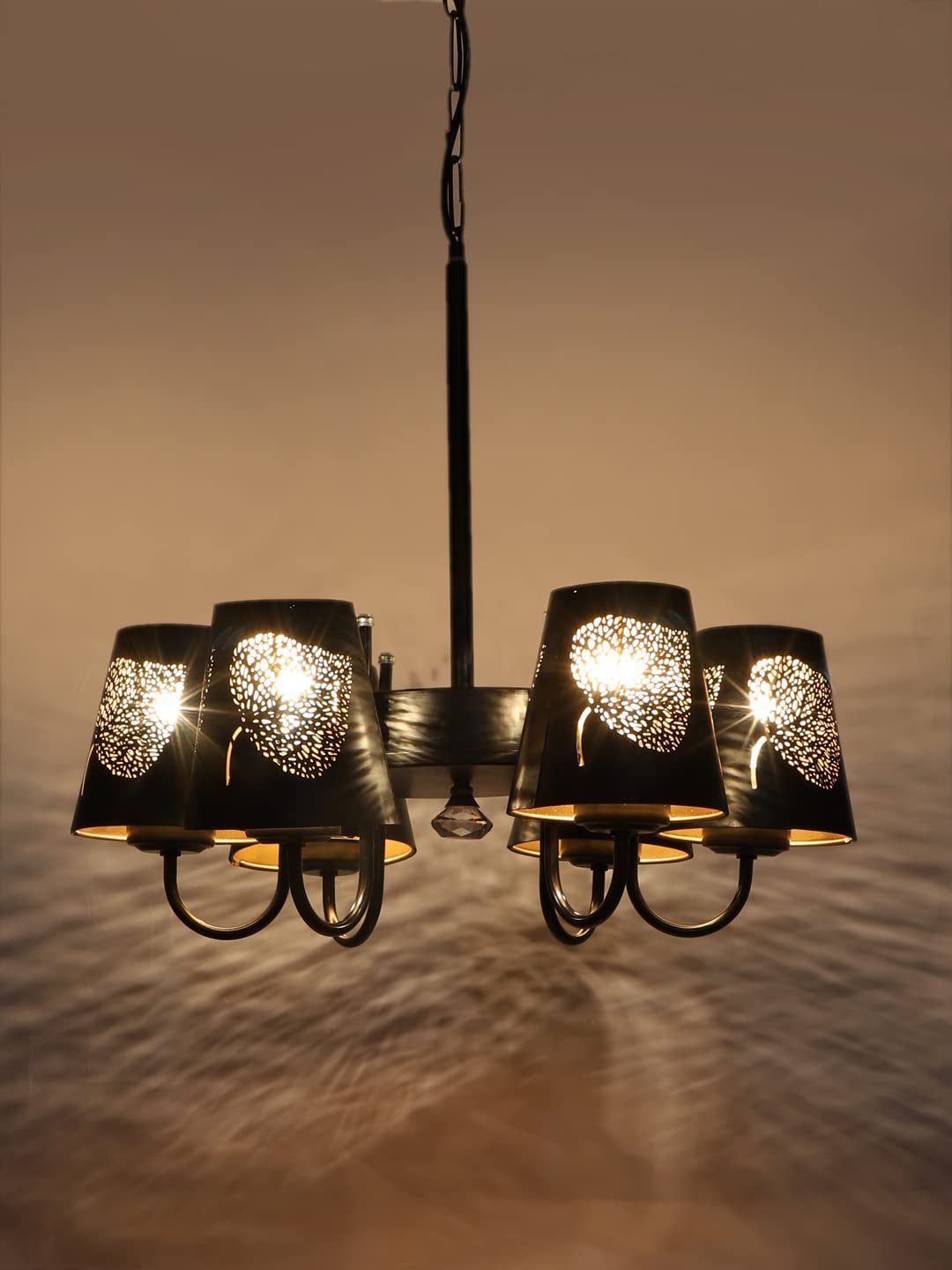 New Era 06 Light Chandelier with Etching Shades (ENG06)