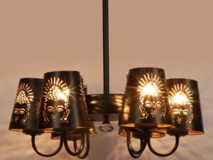 New Era 06 Light Chandelier with Etching Shades (ENG07)