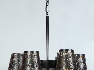 New Era 06 Light Chandelier with Etching Shades (ENG08)