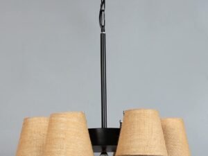 New Era 06 Light Chandelier with Conical Jute Lamp Shade(ENG09)