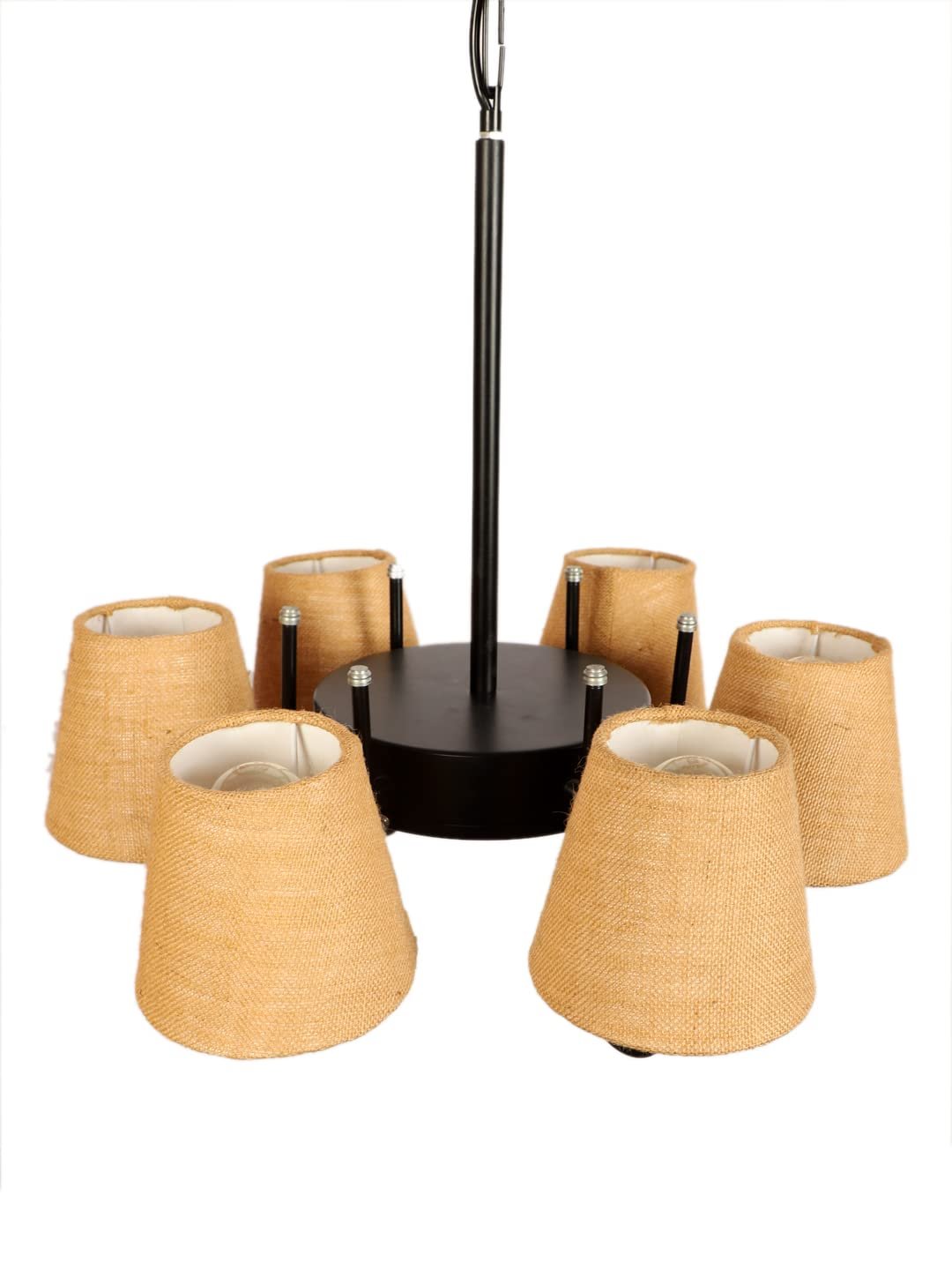 New Era 06 Light Chandelier with Conical Jute Lamp Shade(ENG09)