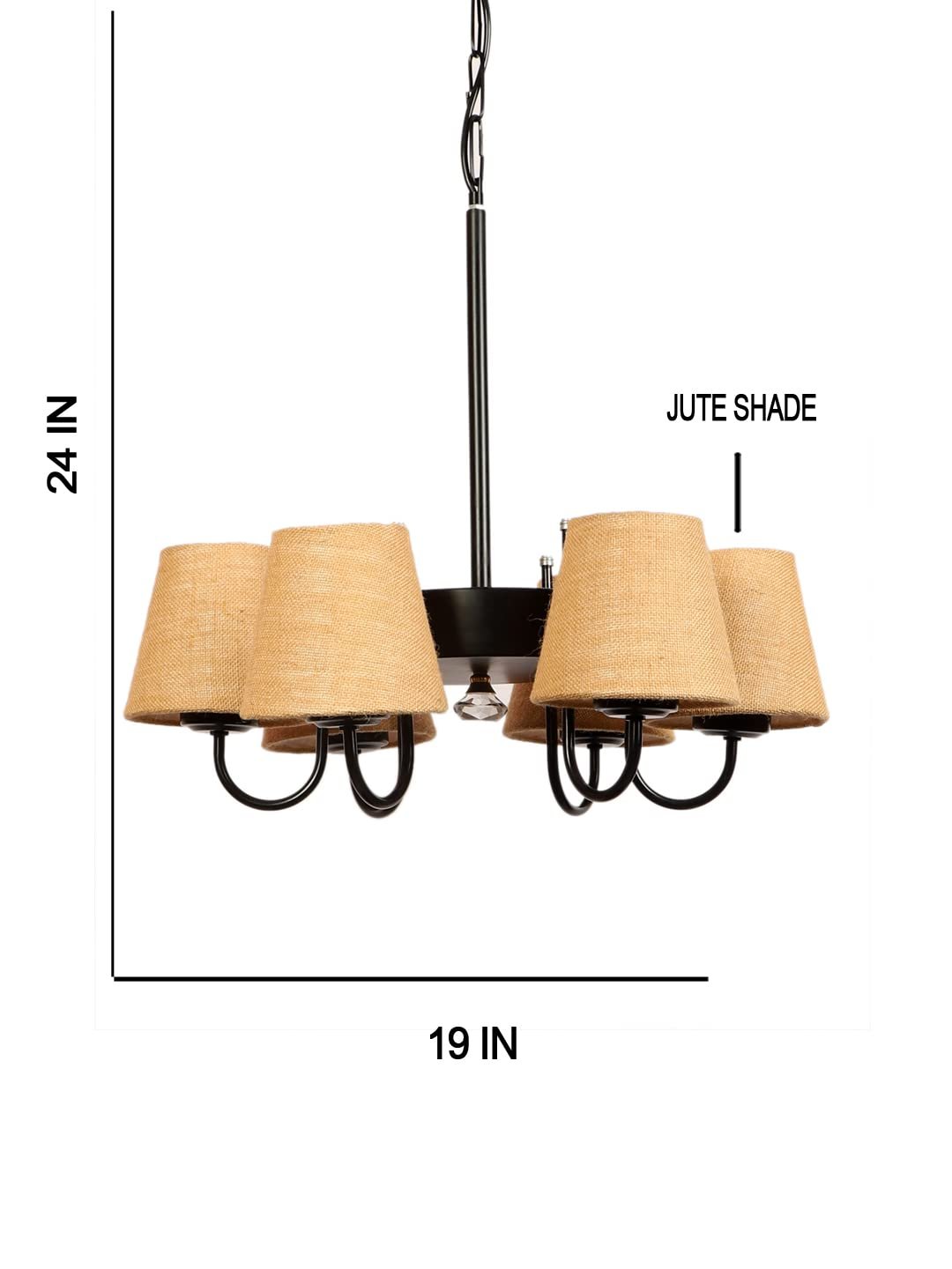 New Era 06 Light Chandelier with Conical Jute Lamp Shade(ENG09)