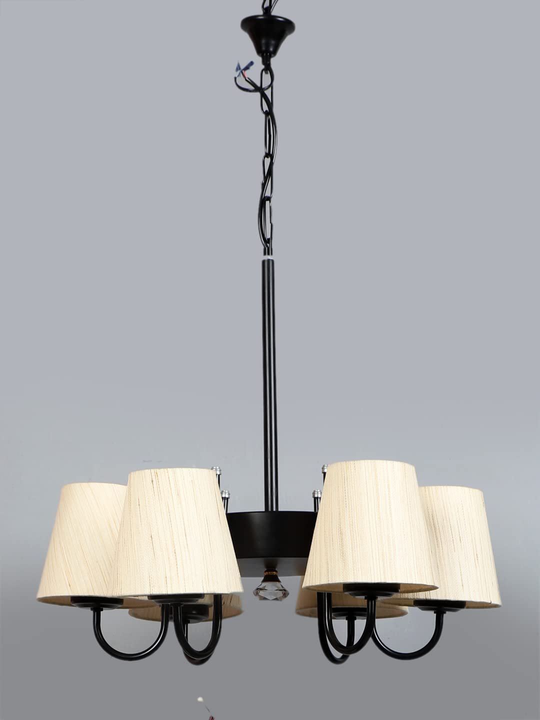 New Era 06 Light Chandelier with Conical Khadi Lamp Shade(ENG10)