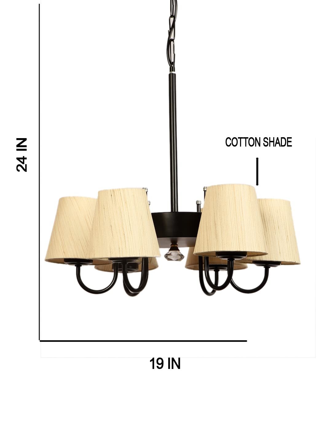 New Era 06 Light Chandelier with Conical Khadi Lamp Shade(ENG10)