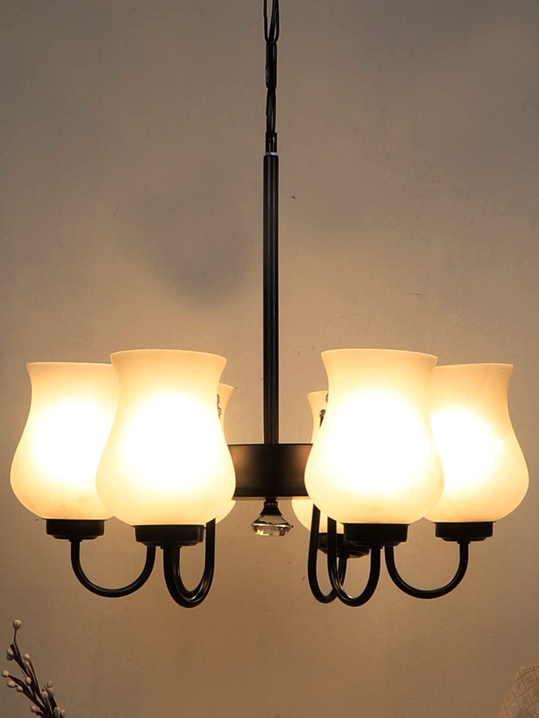 New Era 06 Light Chandelier with Milky Glass Shade (ENG20)