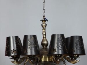 New Era 08 Light Chandelier with Etching Shades (ENG27)